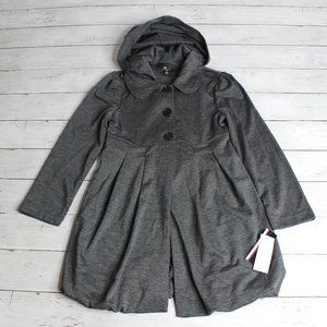 Amy Byer Gray Peacoat Size S 7 Single Breasted Hooded Black Buttons